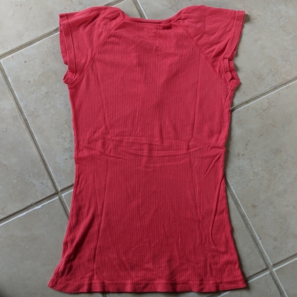 Pink Lightly Ribbed Tissue Tee, M - Picture 3 of 3